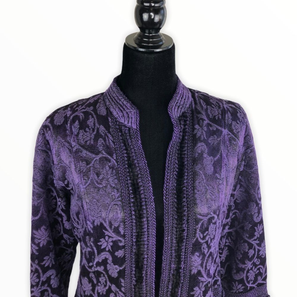 Coldwater Creek Rich Purple Tapestry Brocade Jacket size Petite Medium - Picture 2 of 14
